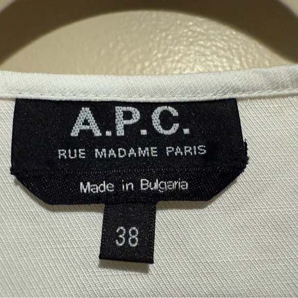 A.P.C.  Rue Madame Paris 3/4 sleeve ruffle front blouse tencel linen blend - Picture 4 of 7